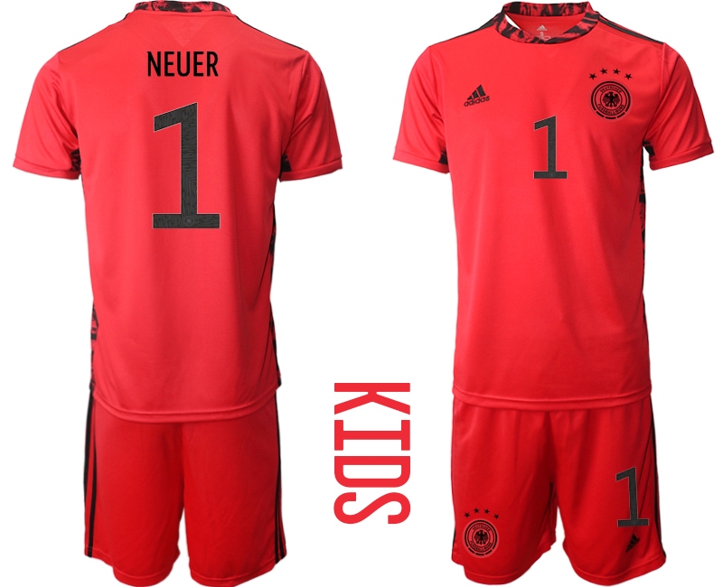 Youth 2021 European Cup Germany red goalkeeper #1 Soccer Jersey1